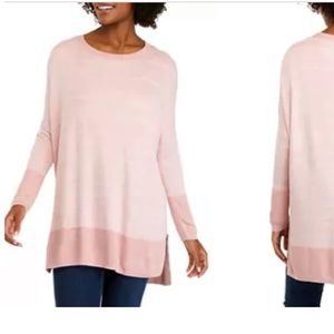 Wonderly Dolman Sleeve Women's Crewneck Tunic Sweater Spice Striped Pink XL
